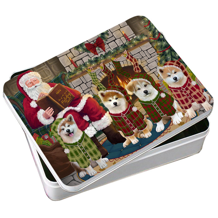 Christmas Cozy Holiday Tails Akitas Dog Photo Storage Tin PITN55029