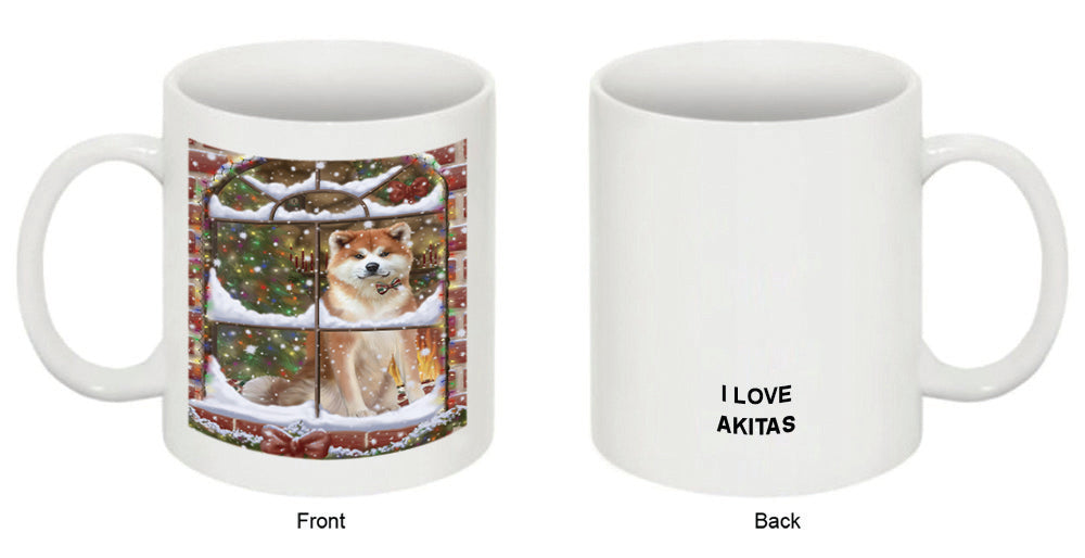 Please Come Home For Christmas Akita Dog Sitting In Window Coffee Mug MUG49005