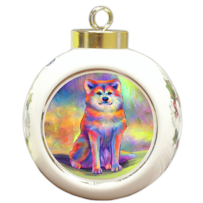 Paradise Wave Akita Dog Round Ball Christmas Ornament RBPOR57039
