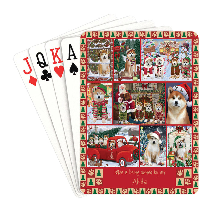 Love is Being Owned Christmas Akita Dogs Playing Card Decks