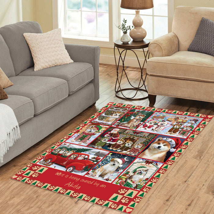 Love is Being Owned Christmas Akita Dogs Area Rug