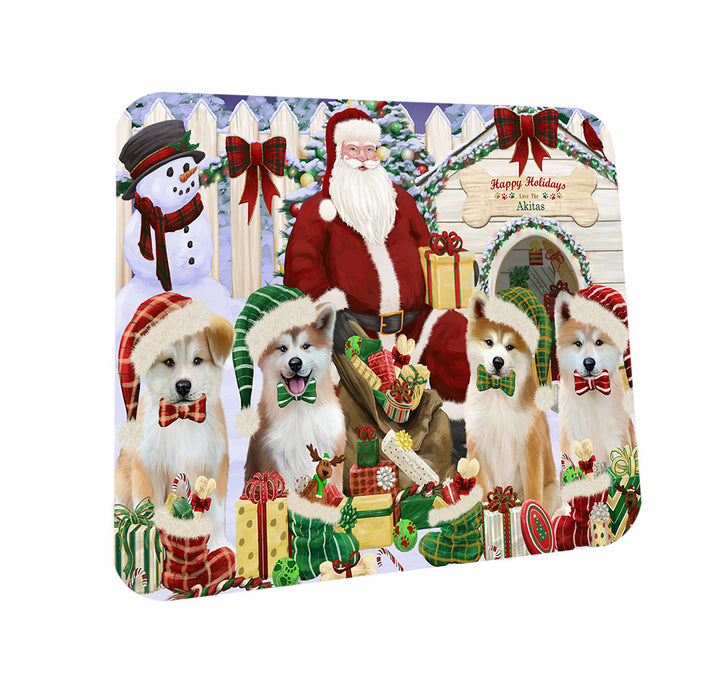 Christmas Dog House Akitas Dog Coasters Set of 4 CST52552