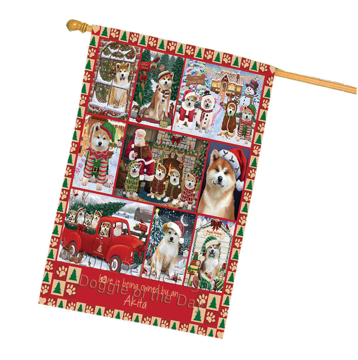 Love is Being Owned Christmas Akita Dogs House Flag FLG66026