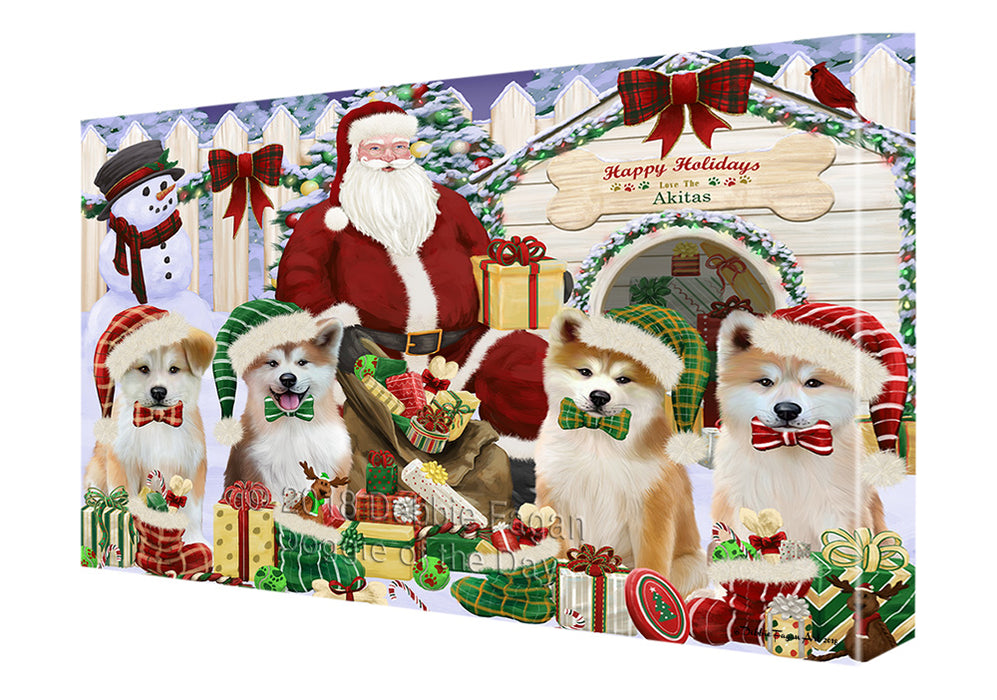 Christmas Dog House Akitas Dog Canvas Print Wall Art Décor CVS90134