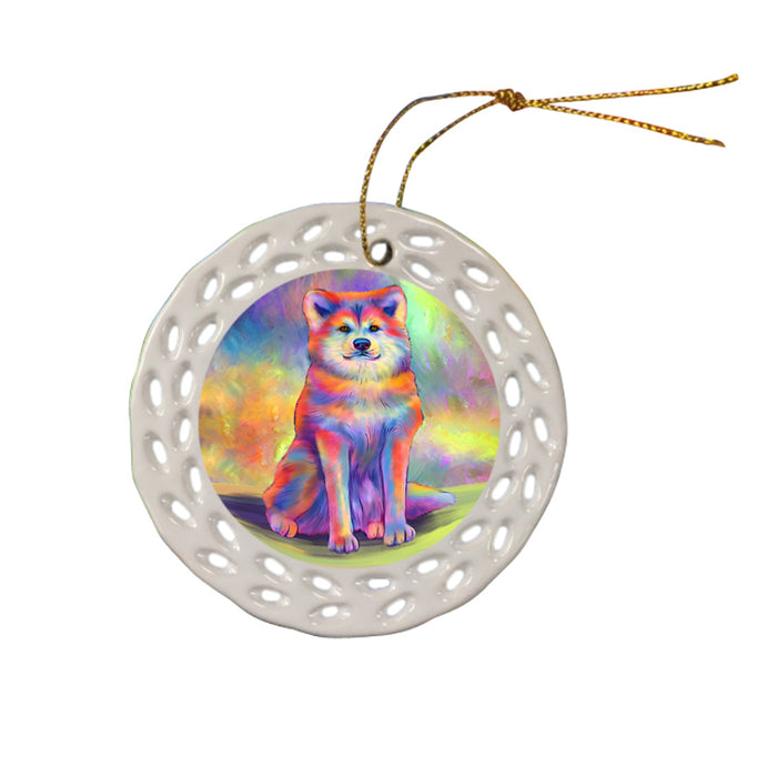 Paradise Wave Akita Dog Ceramic Doily Ornament DPOR57039