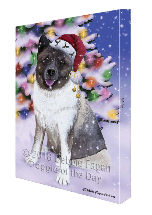 Winterland Wonderland Akita Dog In Christmas Holiday Scenic Background Canvas Print Wall Art Décor CVS121004