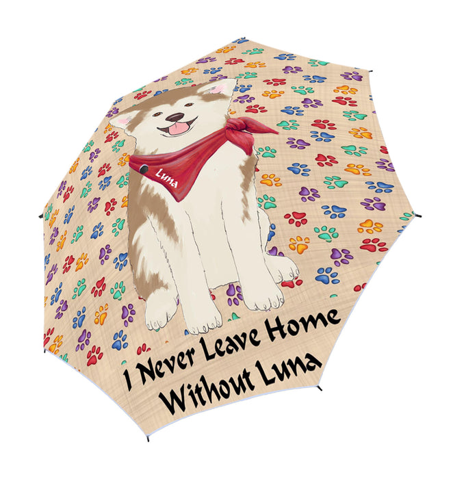 Custom Pet Name Personalized I never Leave Home Akita Dog Semi-Automatic Foldable Umbrella