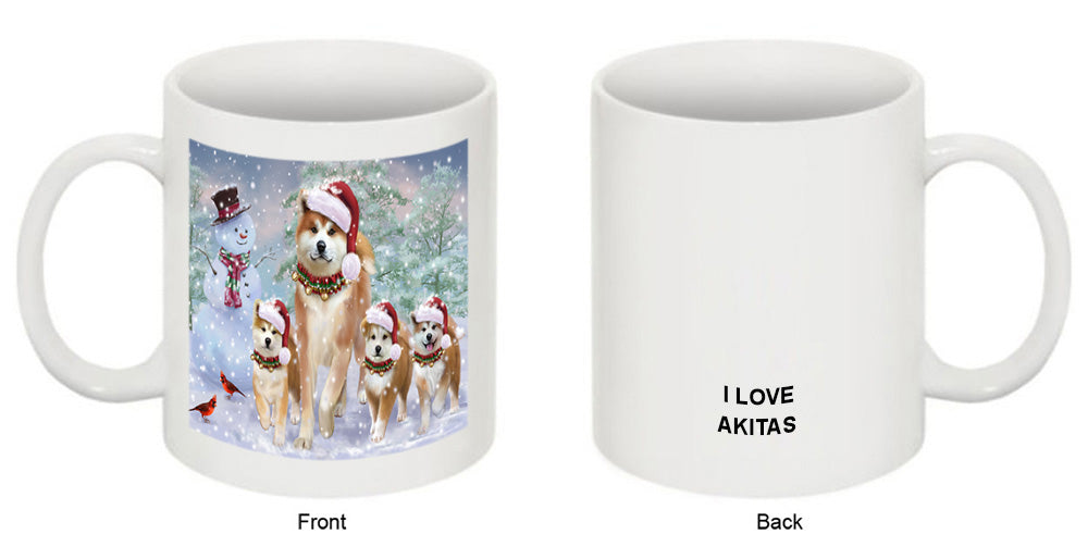 Christmas Running Family Dogs Akitas Dog Coffee Mug MUG49614