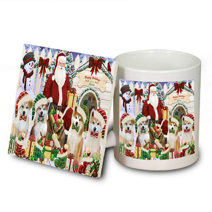 Christmas Dog House Akitas Dog Mug and Coaster Set MUC52585