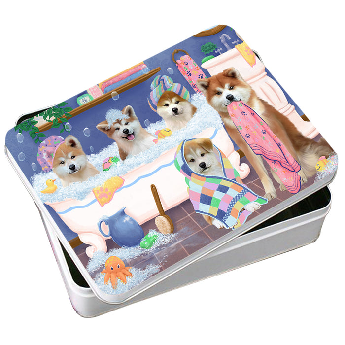 Rub A Dub Dogs In A Tub Akitas Dog Photo Storage Tin PITN56693