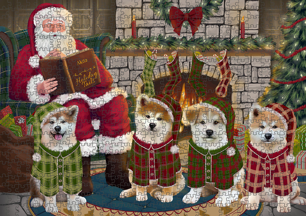 Christmas Cozy Holiday Tails Akitas Dog Puzzle with Photo Tin PUZL88548