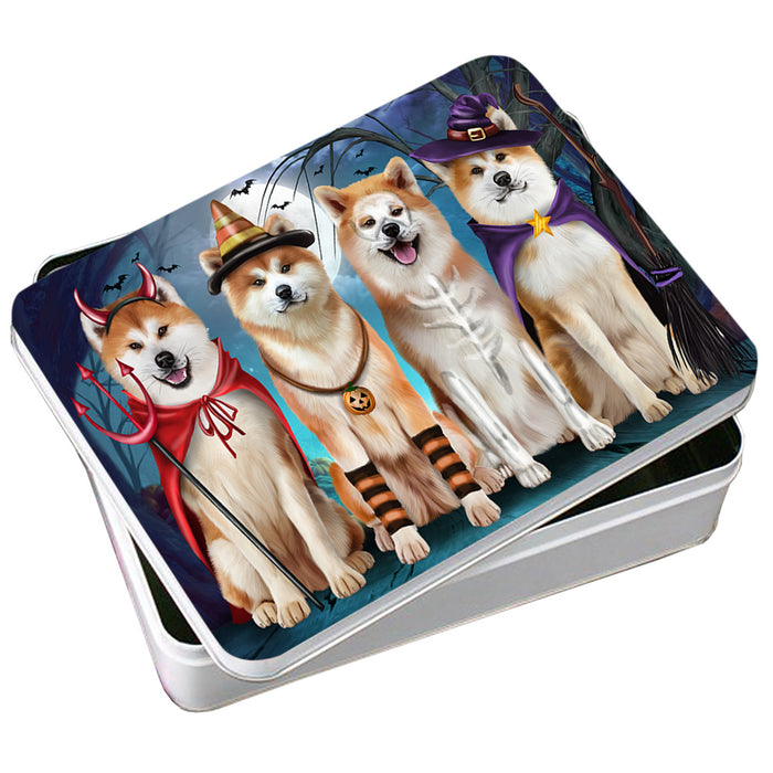 Happy Halloween Trick or Treat Akita Dog Photo Storage Tin PITN52576