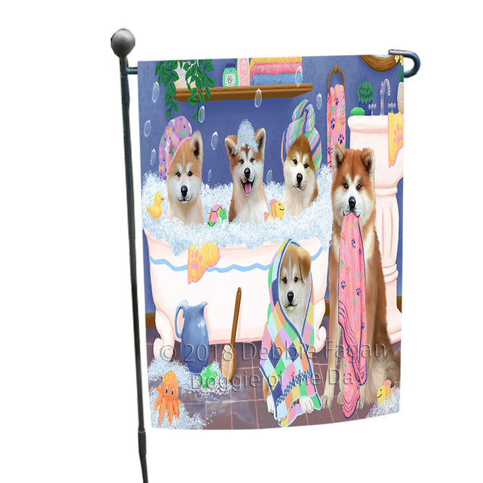 Rub A Dub Dogs In A Tub Akitas Dog Garden Flag GFLG57378