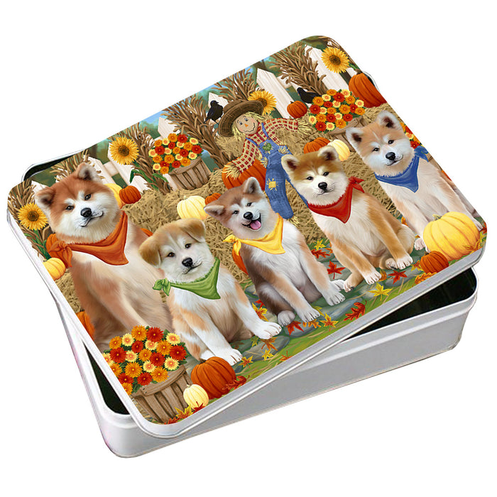 Harvest Time Festival Day Akitas Dog Photo Storage Tin PITN52361