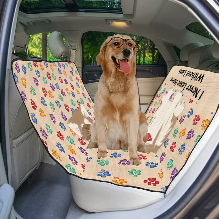 Personalized I Never Leave Home Paw Print Akita Dogs Pet Back Car Seat Cover