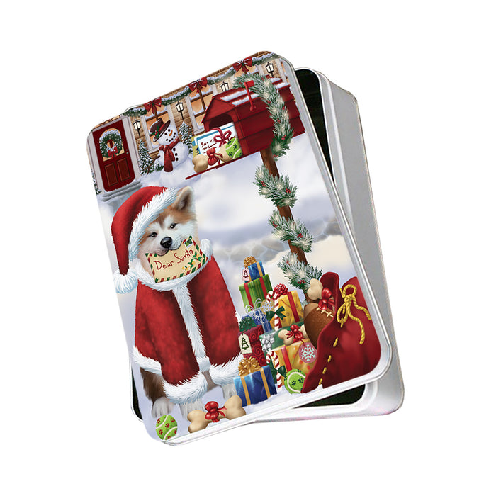 Akita Dog Dear Santa Letter Christmas Holiday Mailbox Photo Storage Tin PITN53514