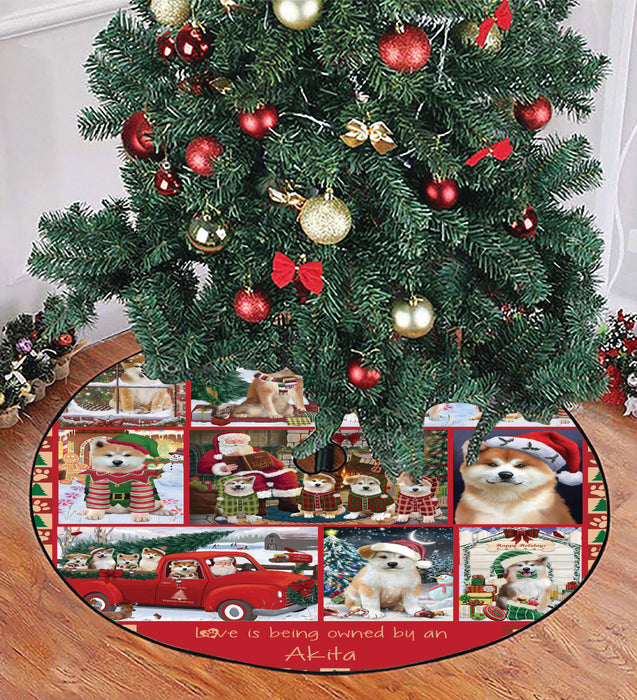 Love is Being Owned Christmas Akita Dogs Tree Skirt