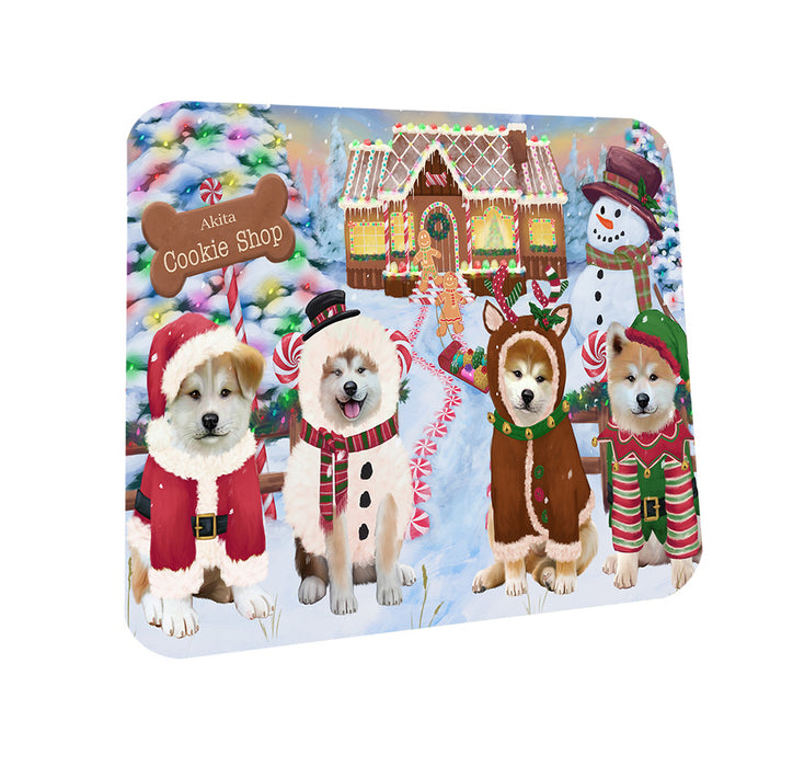 Holiday Gingerbread Cookie Shop Akitas Dog Coasters Set of 4 CST56050