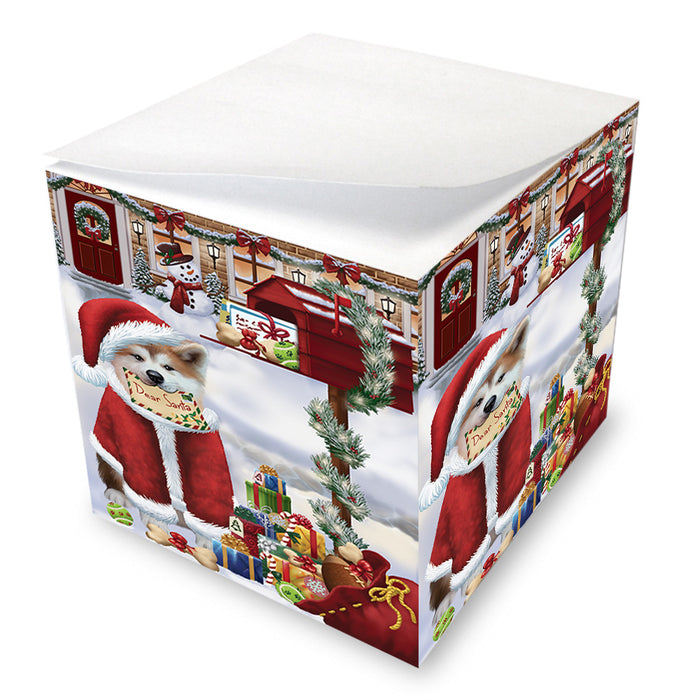 Akita Dog Dear Santa Letter Christmas Holiday Mailbox Note Cube NOC55160