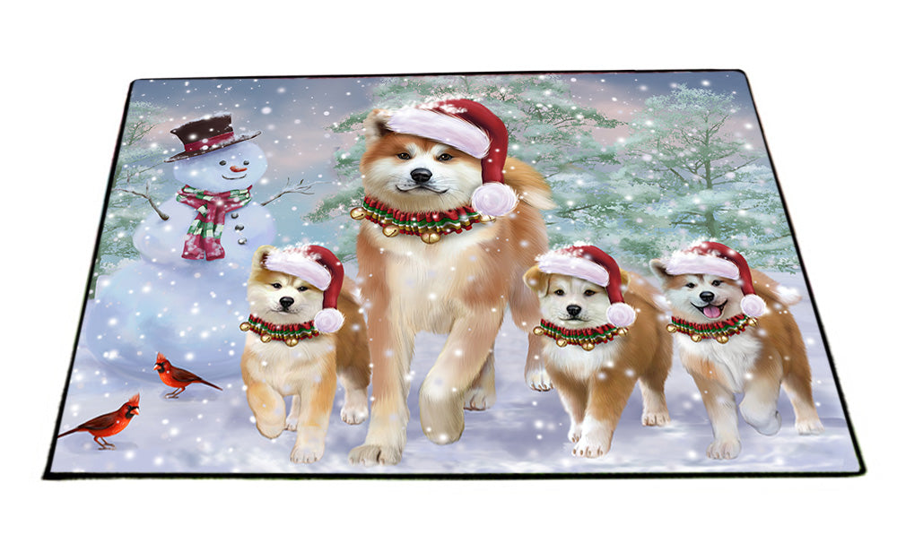 Christmas Running Family Dogs Akitas Dog Floormat FLMS54520