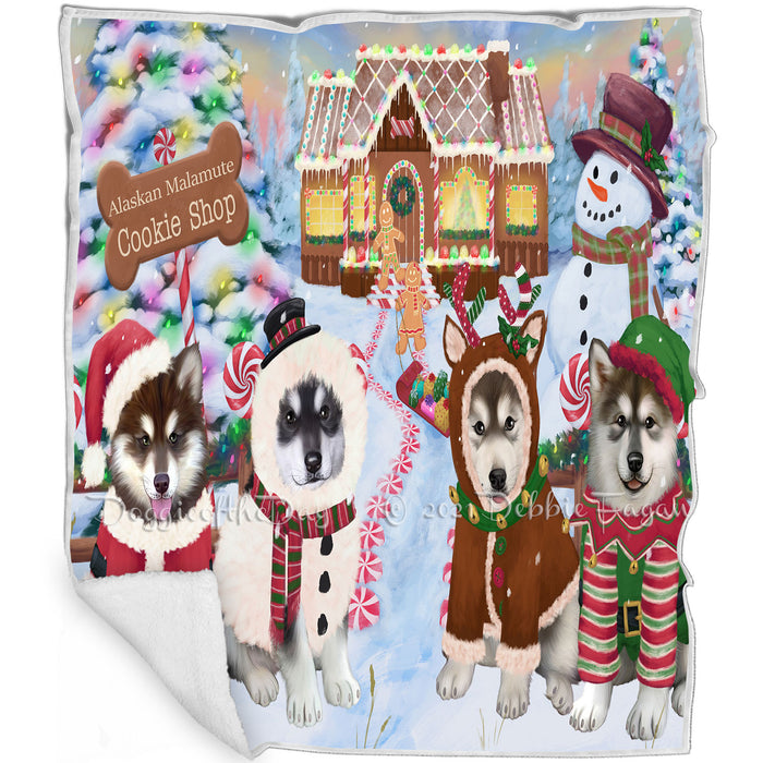 Holiday Gingerbread Cookie Shop Alaskan Malamutes Dog Blanket BLNKT124257