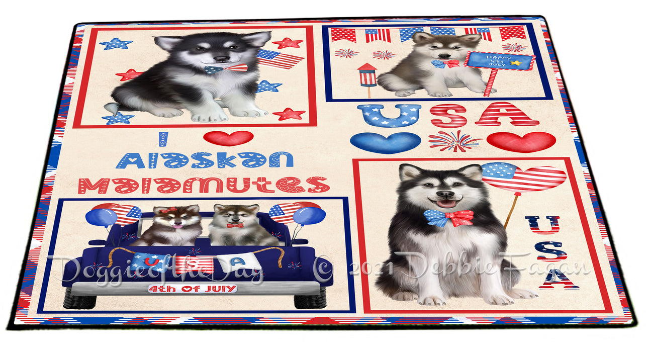 4th of July Independence Day I Love USA Alaskan Malamute Dogs Floormat FLMS56077 Floormat FLMS56077