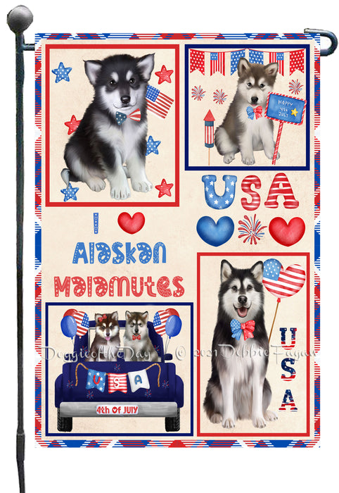 4th of July Independence Day I Love USA Alaskan Malamute Dogs Garden Flag GFLG66857