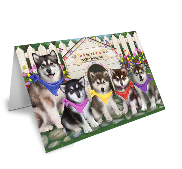 Spring Floral Alaskan Malamute Dog Handmade Artwork Assorted Pets Greeting Cards and Note Cards with Envelopes for All Occasions and Holiday Seasons GCD53288