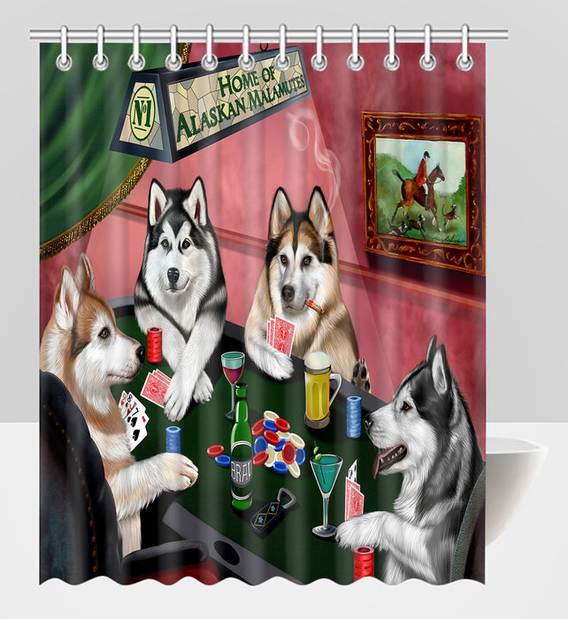 Home of  Alaskan Malamute Dogs Playing Poker Shower Curtain