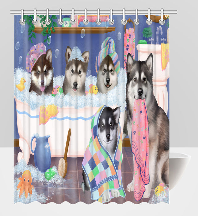 Rub A Dub Dogs In A Tub Alaskan Malamute Dogs Shower Curtain
