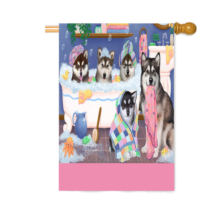 Personalized Rub A Dub Dogs In A Tub Alaskan Malamute Dogs Custom House Flag FLG64303