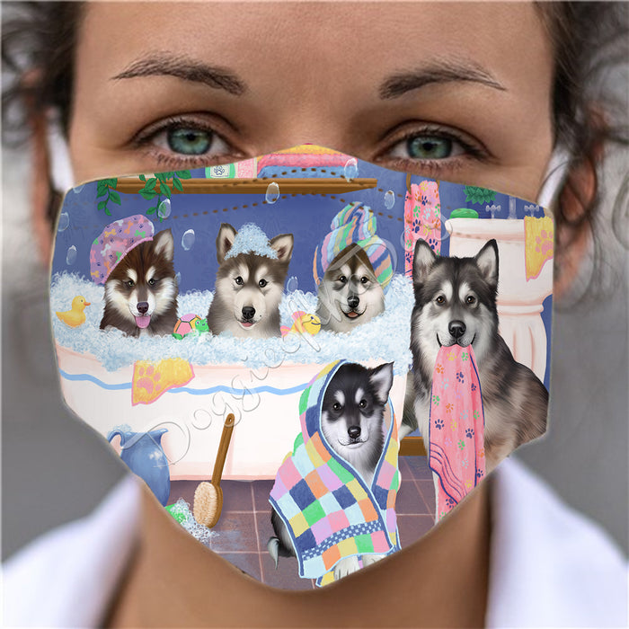 Rub A Dub Dogs In A Tub  Alaskan Malamute Dogs Face Mask FM49464