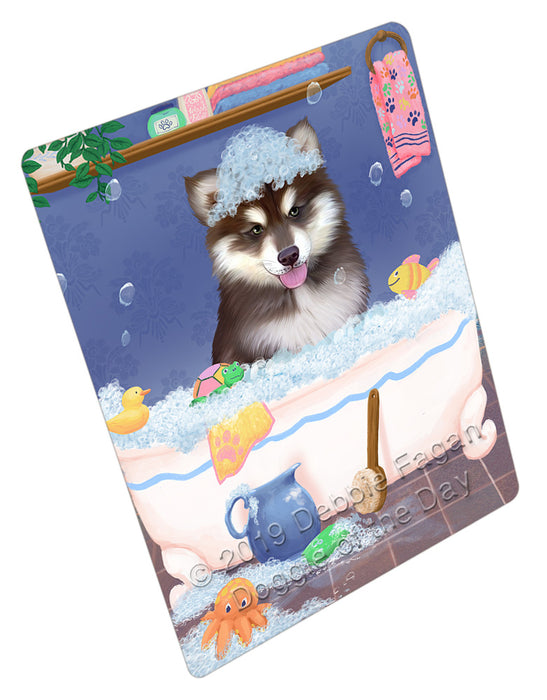 Rub A Dub Dog In A Tub Alaskan Malamute Dog Cutting Board - For Kitchen - Scratch & Stain Resistant - Designed To Stay In Place - Easy To Clean By Hand - Perfect for Chopping Meats, Vegetables, CA81536