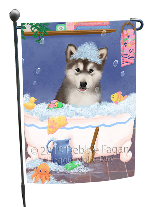 Rub A Dub Dog In A Tub Alaskan Malamute Dog Garden Flag GFLG66142