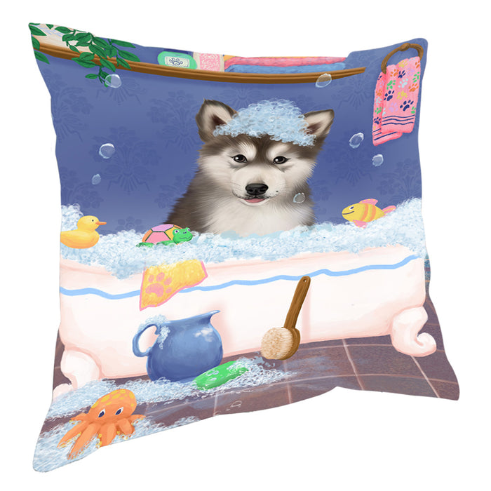 Rub A Dub Dog In A Tub Alaskan Malamute Dog Pillow with Top Quality High-Resolution Images - Ultra Soft Pet Pillows for Sleeping - Reversible & Comfort - Ideal Gift for Dog Lover - Cushion for Sofa Couch Bed - 100% Polyester, PILA90313