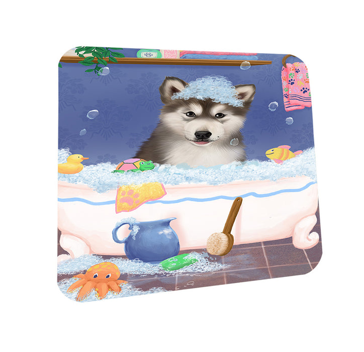 Rub A Dub Dog In A Tub Alaskan Malamute Dog Coasters Set of 4 CST57244