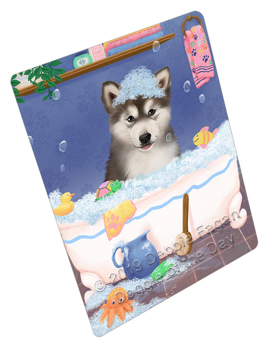 Rub A Dub Dog In A Tub Alaskan Malamute Dog Cutting Board - For Kitchen - Scratch & Stain Resistant - Designed To Stay In Place - Easy To Clean By Hand - Perfect for Chopping Meats, Vegetables, CA81538