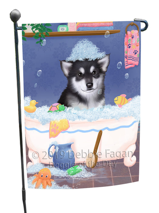 Rub A Dub Dog In A Tub Alaskan Malamute Dog Garden Flag GFLG66143