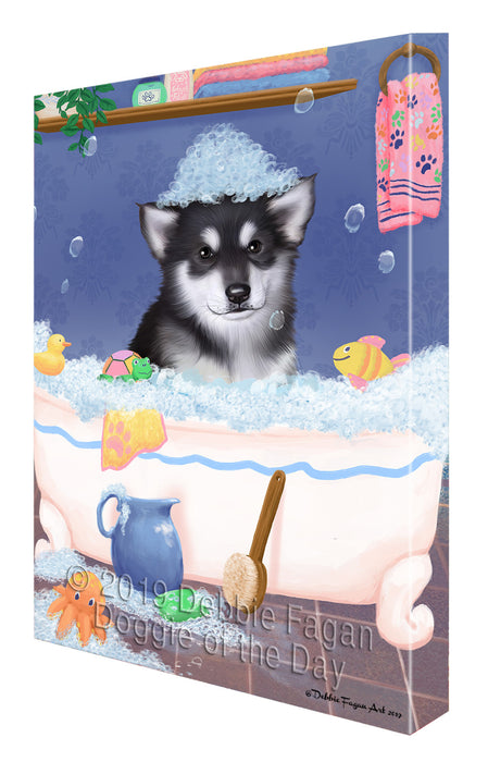 Rub A Dub Dog In A Tub Alaskan Malamute Dog Canvas Print Wall Art Décor CVS142091