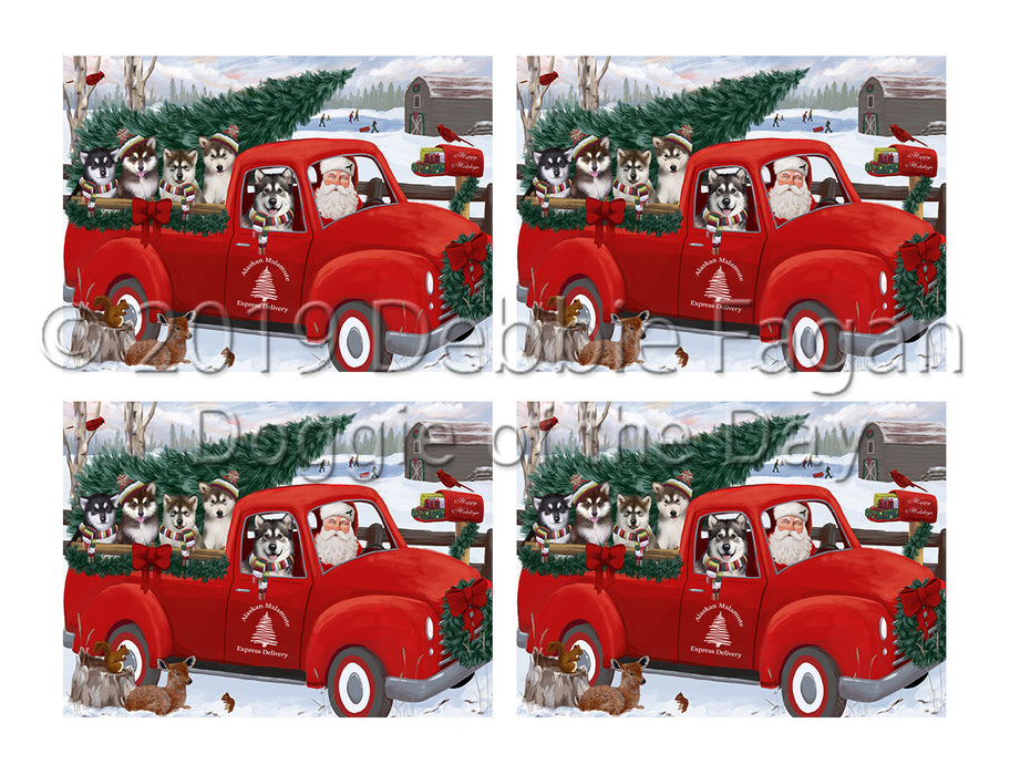 Christmas Santa Express Delivery Red Truck Alaskan Malamute Dogs Placemat