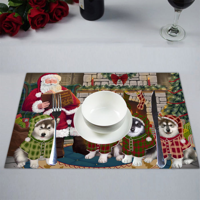Christmas Cozy Holiday Fire Tails Alaskan Malamute Dogs Placemat
