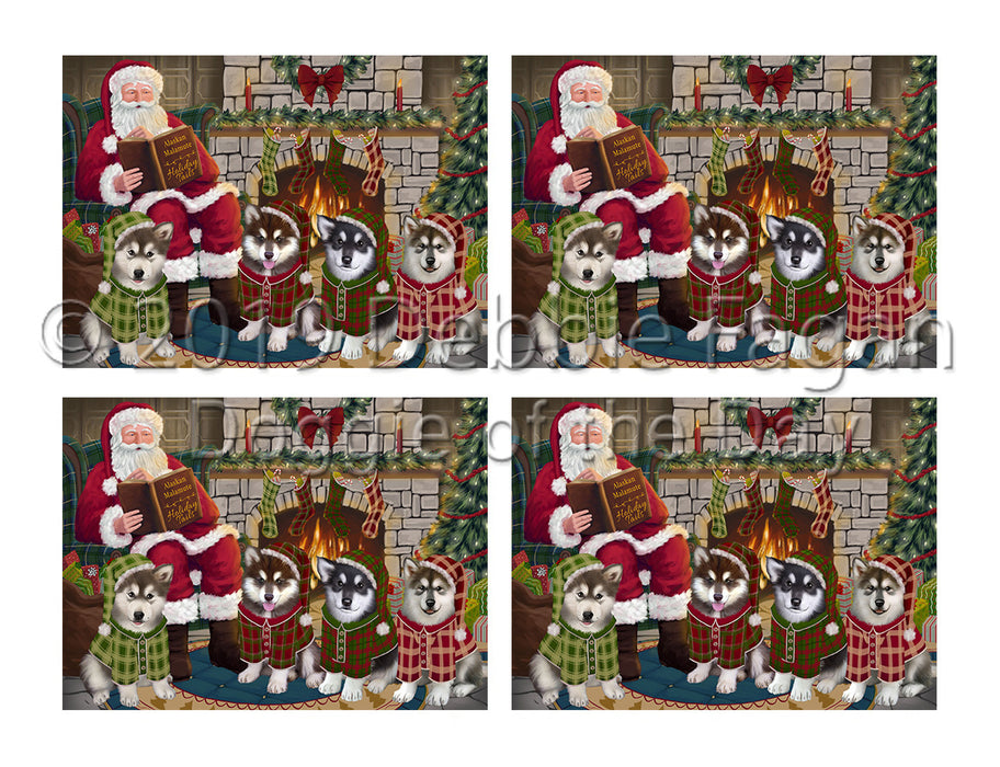 Christmas Cozy Holiday Fire Tails Alaskan Malamute Dogs Placemat