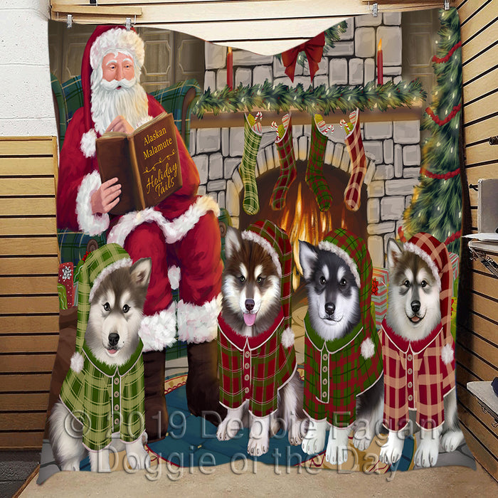 Christmas Cozy Holiday Fire Tails Alaskan Malamute Dogs Quilt