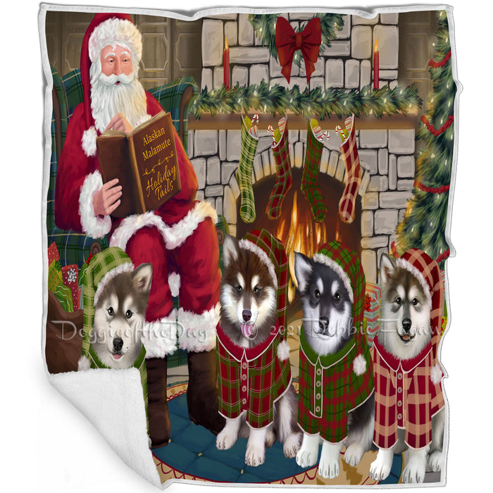 Christmas Cozy Holiday Tails Alaskan Malamutes Dog Blanket BLNKT115203