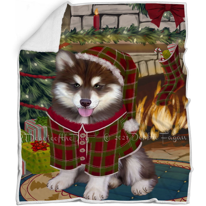 The Stocking was Hung Alaskan Malamute Dog Blanket BLNKT115824