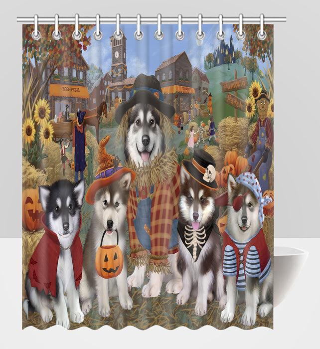 Halloween 'Round Town Alaskan Malamute Dogs Shower Curtain