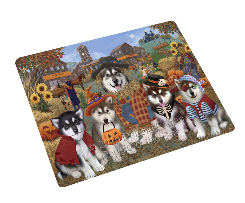 Halloween 'Round Town And Fall Pumpkin Scarecrow Both Alaskan Malamute Dogs Magnet MAG77008 (Small 5.5" x 4.25")