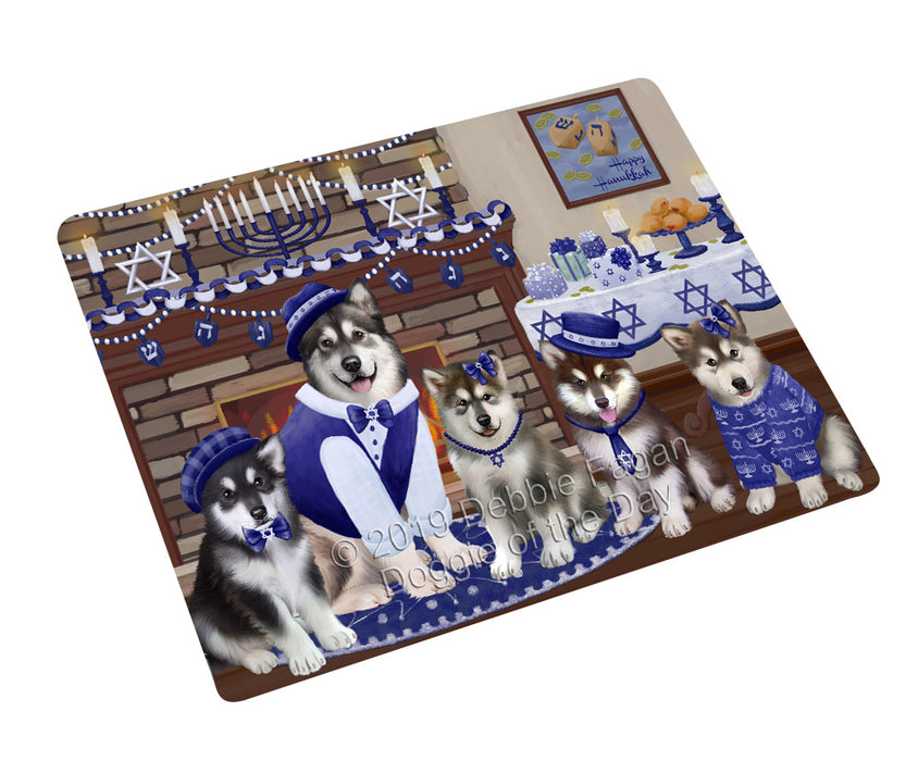 Happy Hanukkah Family and Happy Hanukkah Both Alaskan Malamute Dogs Cutting Board C77542