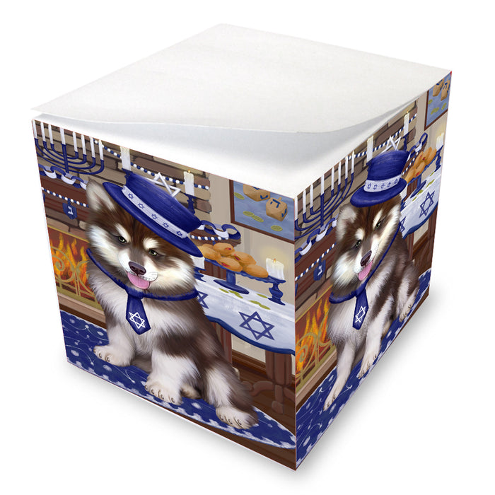 Happy Hanukkah Family Alaskan Malamute Dogs note cube NOC-DOTD-A56665