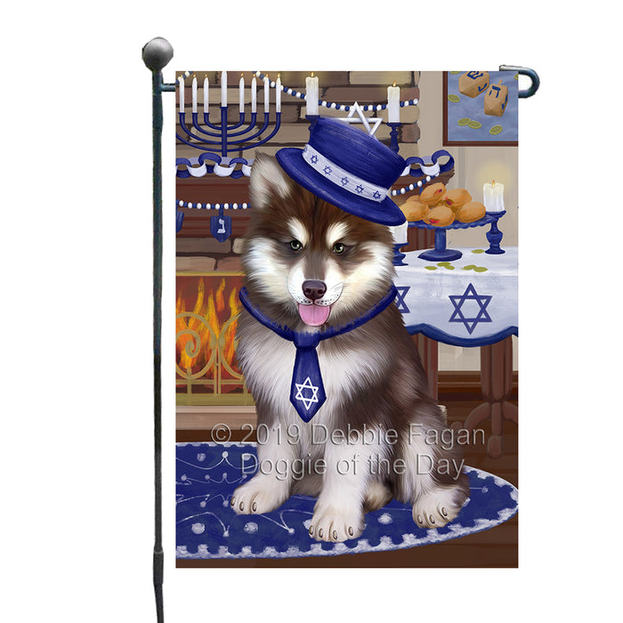 Happy Hanukkah Family and Happy Hanukkah Both Alaskan Malamute Dog Garden Flag GFLG65681